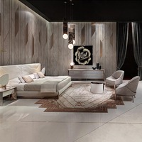 Modernes Hochwertiges Weiches Umweltfreundliches Wellenmuster-Polsterbett Luxuriöses Italienisches Leder Kingsize-Schlafzimmer-Plattformbett