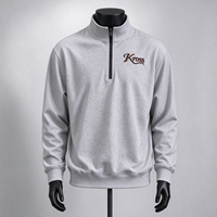 Sweat-shirt pour homme à col montant zippé, manches longues, poignets et ourlet côtelés, logo brodé personnalisé, OEM ODM, vente en gros