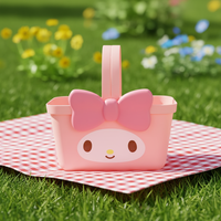 Panier en plastique PP personnalisé pour filles, motif dessin animé Labubu Monster Kid, panier de rangement DIY en plastique au design mignon avec poignée