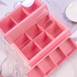 Boîte à biscuits en papier kraft, boîte à cupcakes carrée, emballage pour 9 mini gâteaux sucrés, bonbons, mariage, avec fenêtre - Product Image 4