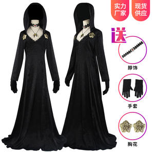 Costume de cosplay fantaisie de la Dame Maléfique Vampire Dimitrescu pour femme, robe noire pour Halloween et fête de carnaval - Product Image 2