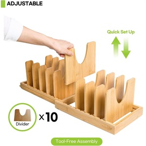 Wooden <b>Pot</b> <b>Lid</b> Storage Rack Multi Functional Kitchen Cookware Drainer Countertop Organizer Large Size - Product Image 4