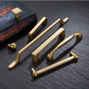 Brushed <b>Copper</b> Gold Cabinet Drawer Wardrobe Door <b>Handles</b> Minimalist Style Zinc Alloy Durable Furniture <b>Handle</b> Knob - Product Image 4