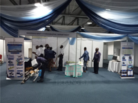 Stand d'exposition standard HeBang 3x3 en aluminium argenté avec panneaux PVC, prix usine, pour salons professionnels