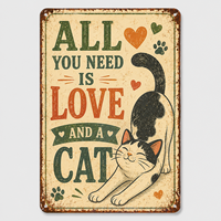 Plaque murale en métal vintage personnalisée avec motif de chat, décoration artistique pour les amoureux des animaux, idéale pour la maison, les cafés, les bars et la décoration intérieure.