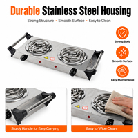 Plaque chauffante double portable en acier inoxydable 2000W, facile à utiliser, pour la cuisson électrique