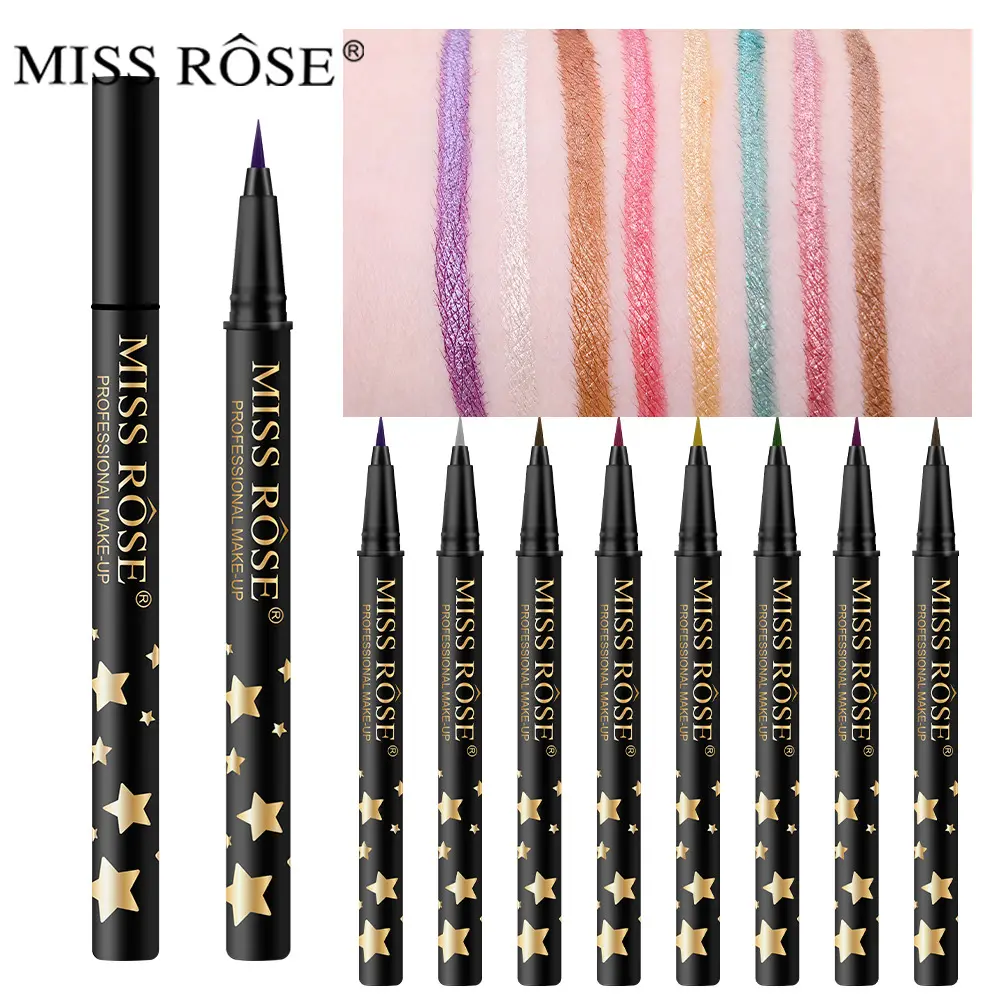 MISS ROSE Color Eyeliner Púrpura Impermeable No mancha Lápiz delineador de ojos de larga duración