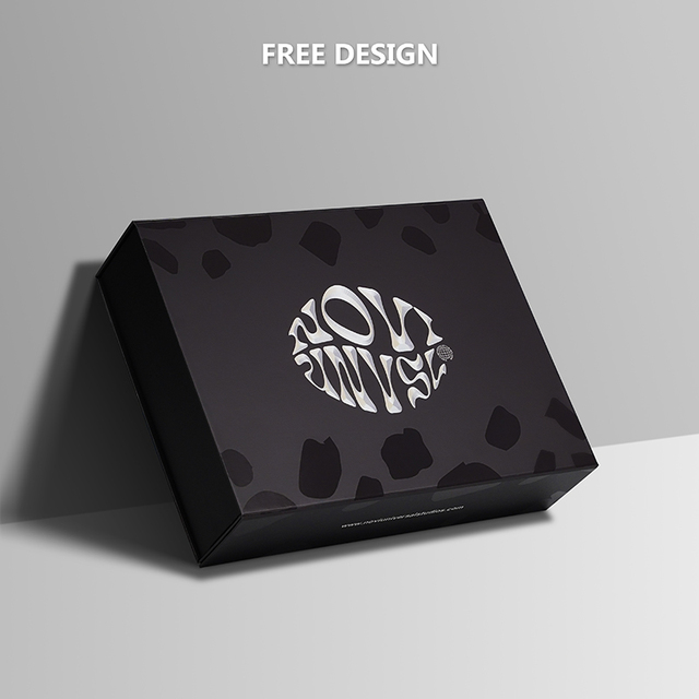 Folding Boxes Recycled Materials 2mm UV Logo Custom Large Black Gift Packaging for Hoodies Apparel Clothing Brand