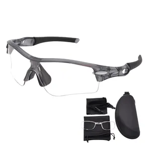 透明高品质户外运动自行车眼镜防护pc镜片光致变色太阳镜
