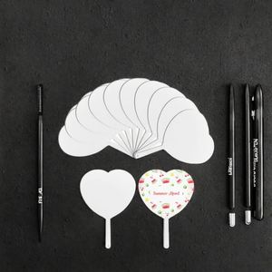 Éventails portables en plastique PET vierges imprimés recto-verso pour sublimation, vente en gros, pour fêtes et loisirs créatifs - Product Image 3