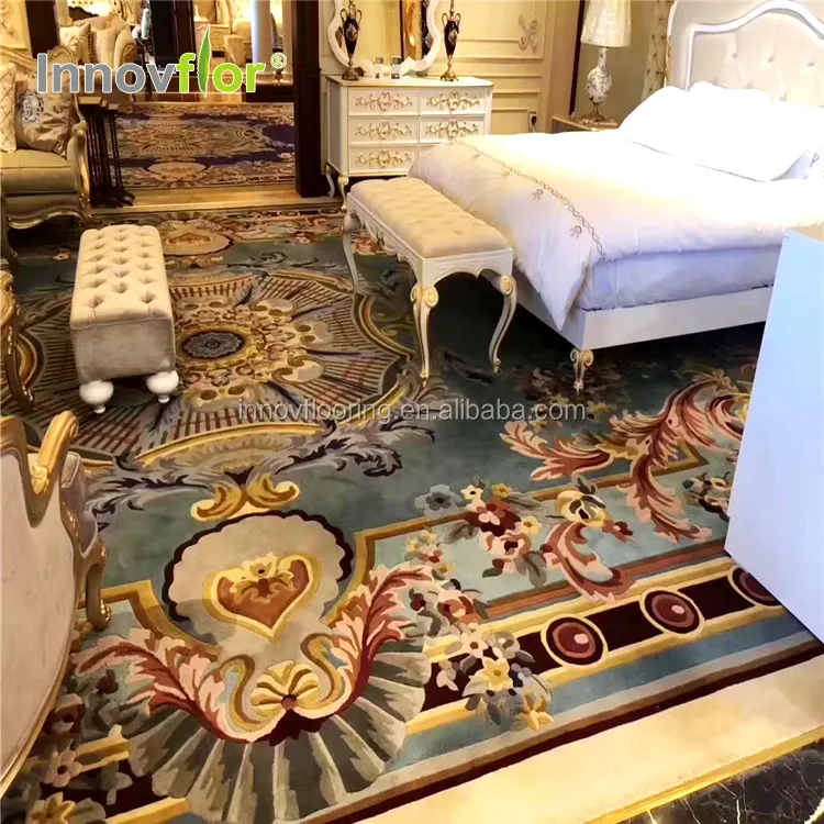 סין מסורתי מסחרי בית חדר אורחים ייצור סלון שטיח מעגל שטיח מלון יד מצויץ צמר לולאה שטיח לבית