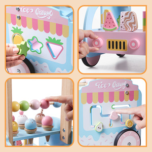 <strong>Wooden</strong> Baby Walker Hands-on Ability Exercise Early Education <strong>Toy</strong> Multifunctional <strong>Ice</strong> <strong>Cream</strong> Cart Activity Preschool Learning <strong>Toys</strong> - Product Image 4