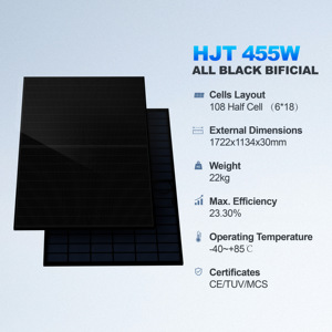Sunket 455W Komplett Schwarze Solarmodule Bifaziale HJT N-Typ Solar-Dachpaneele System für Heim-Solaranlagen Photovoltaik-Module - Product Image 4