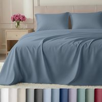 Ensemble de draps de lit 4 pièces taille Queen, luxe hôtelier, rafraîchissant, respirant, polyester/coton, poches profondes, ajustement facile, extra doux, sans plis