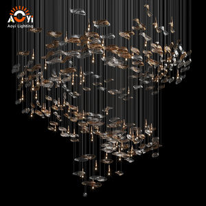 Plafonnier LED Aoyi Lighting en verre ambré et transparent en forme <span class=keywords><strong>de</strong></span> feuille - Décoration artistique contemporaine pour résidence haut <span class=keywords><strong>de</strong></span> gamme - Product Image 4