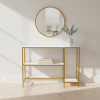 Table de console moderne de luxe personnalisée pour couloir, meubles d'entrée, cadre en métal doré