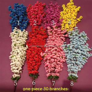 QSLH Ti390 grande fleur de fleur de pê<span class=keywords><strong>cher</strong></span> suspendue rose clair soie artificielle en gros fleur artificielle branche de fleur de cerisier - Product Image 6