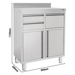 Commercial Stainless Steel Coffee Table with Storage Cabinet & Drawers for Hotel & Restaurant - Product Image 1
