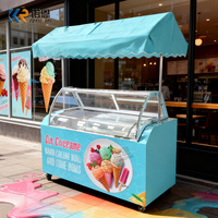 Chariot de vente de crème glacée mobile, congélateur à crème glacée commercial, chariot de présentation de crème glacée pour les vendeurs ambulants, les événements de restauration, les entreprises alimentaires