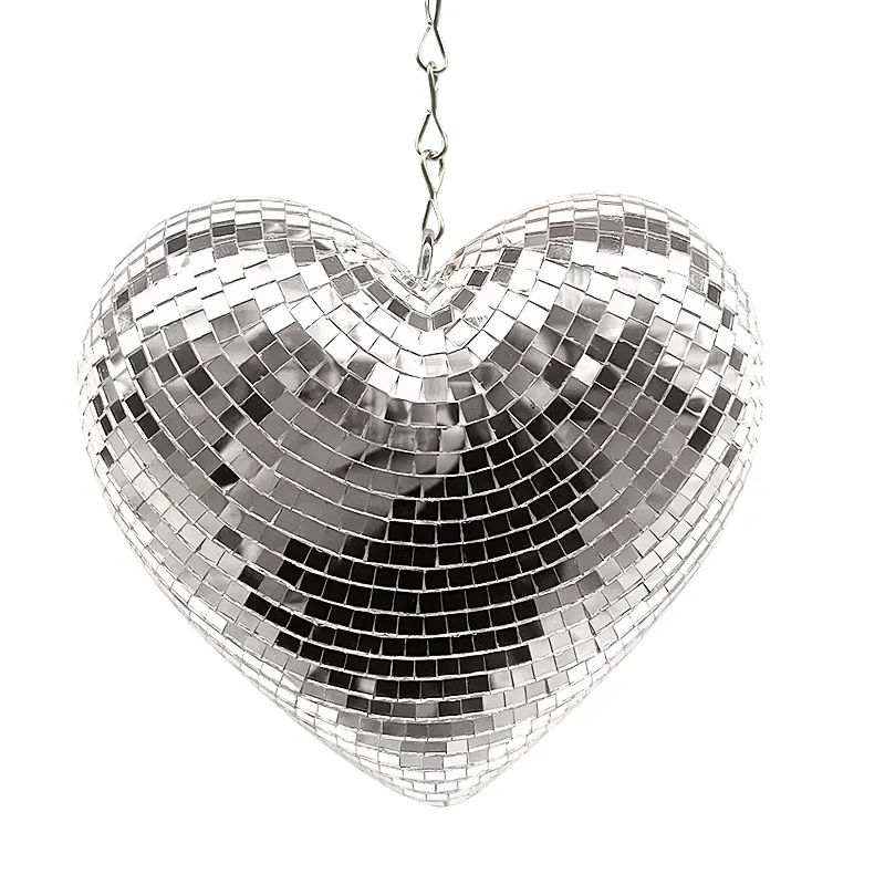 Asılı parti disko topu kalp şeklinde ayna simli disko parti dekor asılı kanca süslemeleri ile kapalı ev Bar KTV için