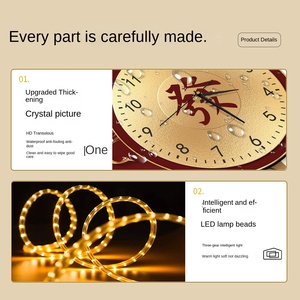 <span class=keywords><strong>Orologio</strong></span> da <span class=keywords><strong>Parete</strong></span> Luminoso Silenzioso con Immagine di Cristallo Elettrico 'Dio della Ricchezza' per Sfondo TV Soggiorno, Decorazione Artistica 2026 Nuovo Design Creativo per la Casa - Product Image 4