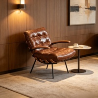 Fauteuil de détente moderne italien minimaliste personnalisable en PU avec coque en bois, base en métal, fonction inclinable, pour salon et coin détente