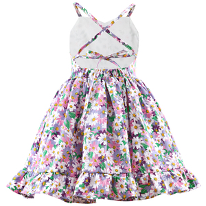 Robe florale pour filles en coton, dos nu, robe bébé, robe à bretelles réglables, vêtements décontractés pour enfants de 1 à 10 ans - Product Image 2