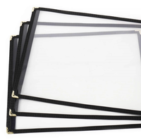 Protège-menus Yimi en PU+PVC, format A4, transparents, durables, avec bordure cousue, 2 vues, pour café et restaurant, 1 page, multicolores