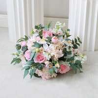 Boule de fleurs artificielles en soie rose blanche romantique, centre de table pour mariage, décoration de table de Noël, fleurs élégantes modernes