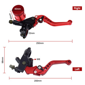Levier de frein et d'embrayage pour moto Motubike, cylindre maître hydraulique en aluminium CNC de 22 mm pour mise à niveau, rouge et noir - Product Image 5