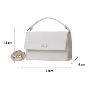 Sac à bandoulière Calista en cuir PU matelassé blanc avec chaîne, fermeture éclair, style vintage pour femme, usage quotidien - Product Image 3