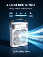 Ventilateur de bureau USB portable, humidificateur à brume 600 ml, purificateur d'air, 3 vitesses, angle large 180°, minuterie, veilleuse pour camping-car et bureau