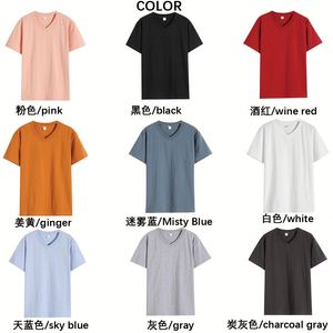 เสื้อยืดคอวีพิมพ์ลายตามสั่ง คุณภาพสูง ขายส่ง ผ้าฝ้าย 100% สกรีนโลโก้ เสื้อยืดโปรโมชั่น - Product Image 2