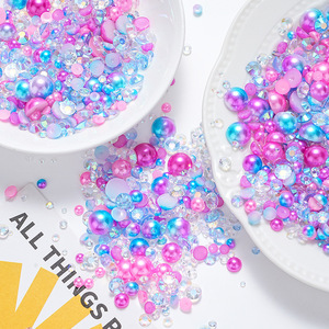 Perlas Planas de ABS de 2mm, Perlas Redondas de Plástico Sueltas para Decoración de Uñas, Manualidades, Joyería, Manicura - Product Image 1