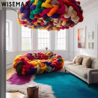 WISEMAX FURNITURE Canapé de loisirs coloré au design créatif sectionnel en bois massif velours tressé ensemble de canapés pour le salon
