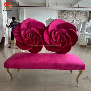 SMOOTH, sofá moderno de terciopelo rosa, sofá de dos plazas con respaldo alto, sofá de escenario de boda para decoración de eventos - Product Image 4