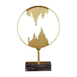 Ornamen Logam Geometris Abstrak Kreatif Berlapis Emas Feng Shui Dekorasi Rumah untuk Ruang Tamu, Teras, Meja, dan Penggunaan Doa - Product Image 1