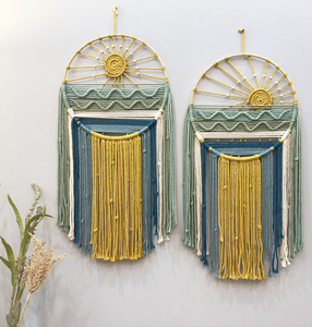 Tapiz de Pared de Macramé con Diseño de Amanecer y Atardecer, Estilo Boho, Ecológico, Lavable, Decoración de Playa para Dormitorio, Sala de Meditación, Estudio, Retiro - Product Image 3