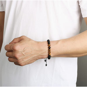 Venta caliente a mi hombre hijo tarjetas de felicitación pulseras regalo moda piedra Ojo de Tigre pulseras de piedra para hombres - Product Image 2