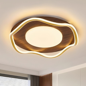 Новый китайский потолочный светильник с деревянным зерном, простой, высокая яркость, светодиодный потолочный светильник для спальни, грецкий орех, освещение для Кабинета - Product Image 1