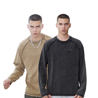 T-shirts de haute qualité à manches longues 100 coton 250gsm poids lourd Streetwear noir lavage à l'acide t-shirts pour hommes