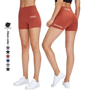 Xsunwing לוגו מותאם אישית ללא קו T קדמי מכנסי ספורט קצרים לנשים יוגה תחושה עירומה ריצה וכושר מכנסי אופנוענים WDQ2046