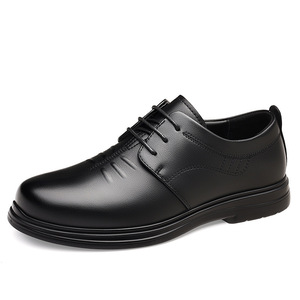 Zapatos de Vestir de Cuero para Hombre, Punta Redonda, con Cordones, Negros, para Oficina, Negocios, Casuales, Grosor Estándar, Color Sólido - Product Image 5
