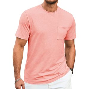 2025 hommes décontracté été basique à manches courtes T-Shirt col rond haut léger avec poche 280 grammes poids du tissu - Product Image 2