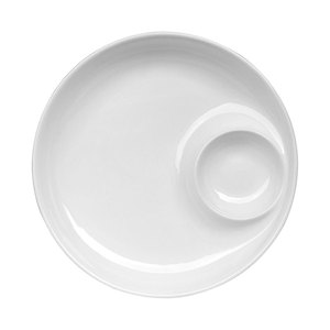 Plateau de service moderne en porcelaine <span class=keywords><strong>blanche</strong></span> avec bol à sauce intégré, assiette à apéritif en céramique, plateau à chips et à sauce, compatible <span class=keywords><strong>micro</strong></span>-ondes - Product Image 6
