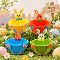 Panier de Pâques coloré en feutre Pafu, panier suspendu pour œufs de Pâques, bonbons et friandises, décoration de table pour fête, panier cadeau