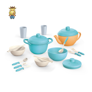 Ensemble de vaisselle et ustensiles de cuisine pour enfants en paille de blé, 15 pièces, jouet de cuisine - Product Image 1