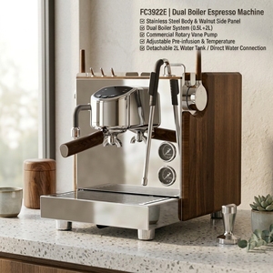 เครื่องชงกาแฟกึ่งอัตโนมัติ สเตนเลสสตีล รุ่น Professional 2850W ดีไซน์วอลนัท สำหรับเอสเพรสโซ/คาปูชิโน เหมาะสำหรับโรงแรม กำลังไฟ 2850W - Product Image 1