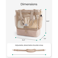 Grand sac fourre-tout de plage pliable en nylon, sac à main de voyage avec poches zippées pour les femmes en vacances