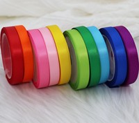 Pita Satin Poliester Berkualitas Tinggi Satu Sisi Warna Solid untuk Hiasan Hadiah Natal, Bunga Valentine, Pembungkus Bunga